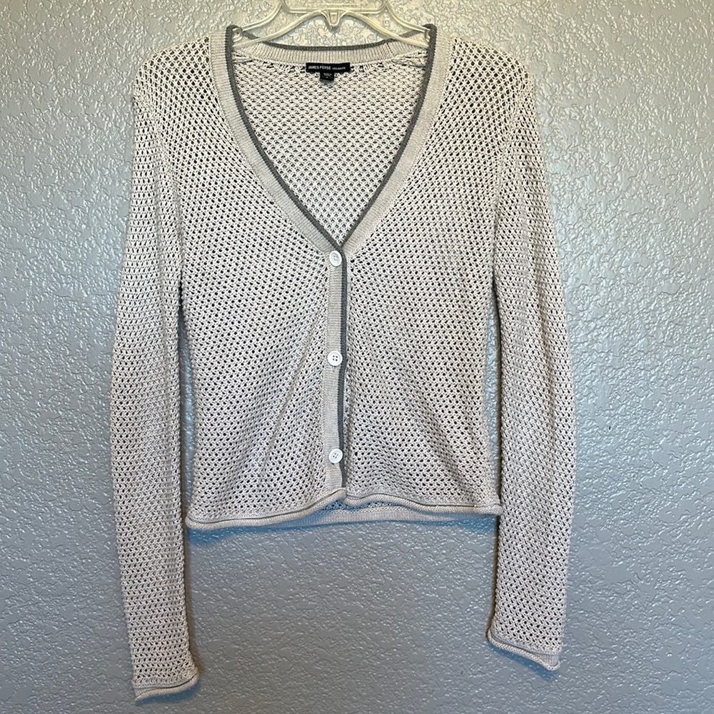 Women’s size 0 James Peres off white button up knit cardigan